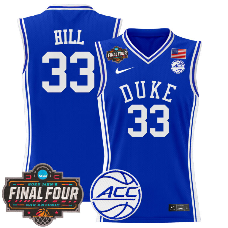 Men Duke Blue Devils #33 Hill blue 2025 Final Four Patch NCAA Jersey->ncaa teams->NCAA Jersey